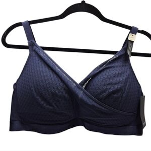 Deesse Women's Navy Blue Bra 44B Sheer Overlay New With Tags